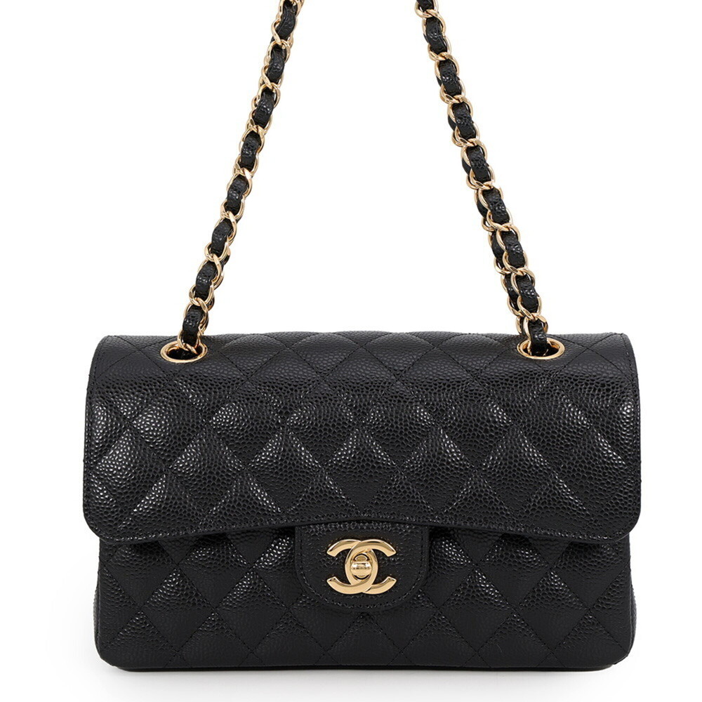 Chanel Chain Shoulder Bag Classic Matelassé 23 Coco Mark Caviar Skin A01113 C...